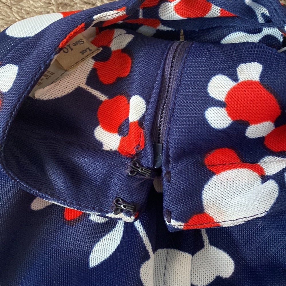 VTG 60’s Red White Navy Blue Floral Print Hawaiian Maxi Dress - Picture 11 of 16